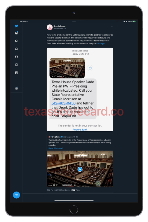 Text Messages Smearing Texas House Speaker Dade Phelan